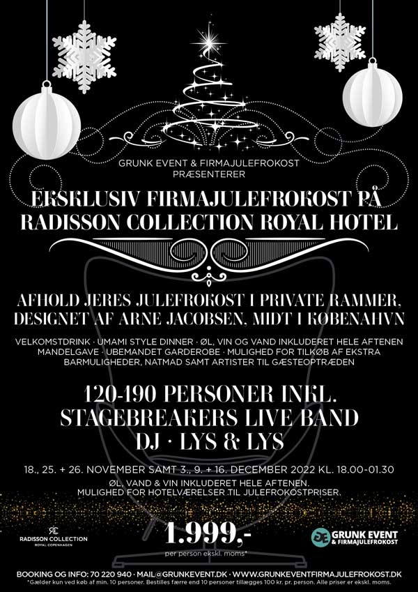 Julefrokost på Radisson Collection Royal 2022 | Grunk Event Firmajulefrokost